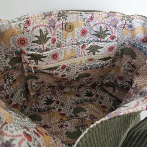 Sac Cabas en velours côtelé kaki intérieur coton