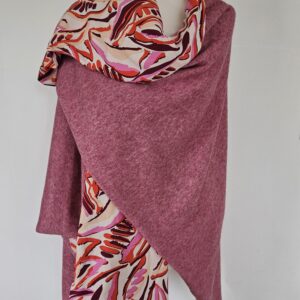 Cape en maille rose chiné et viscose