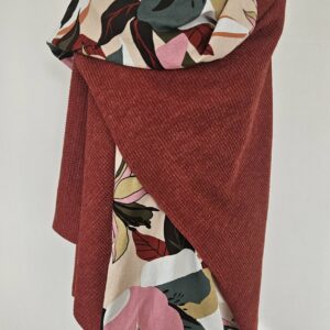 Cape en maille bordeaux et lin viscose multicolor