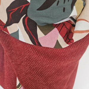 Cape en maille bordeaux et lin viscose multicolor