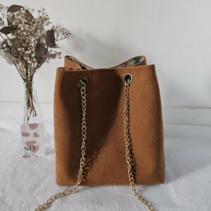 Sac Nomad simili-cuir touché daim camel intérieur coton
