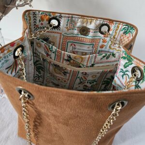 Sac Nomad simili-cuir touché daim camel intérieur coton