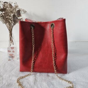 Sac Nomad simili-cuir rouge doublé coton