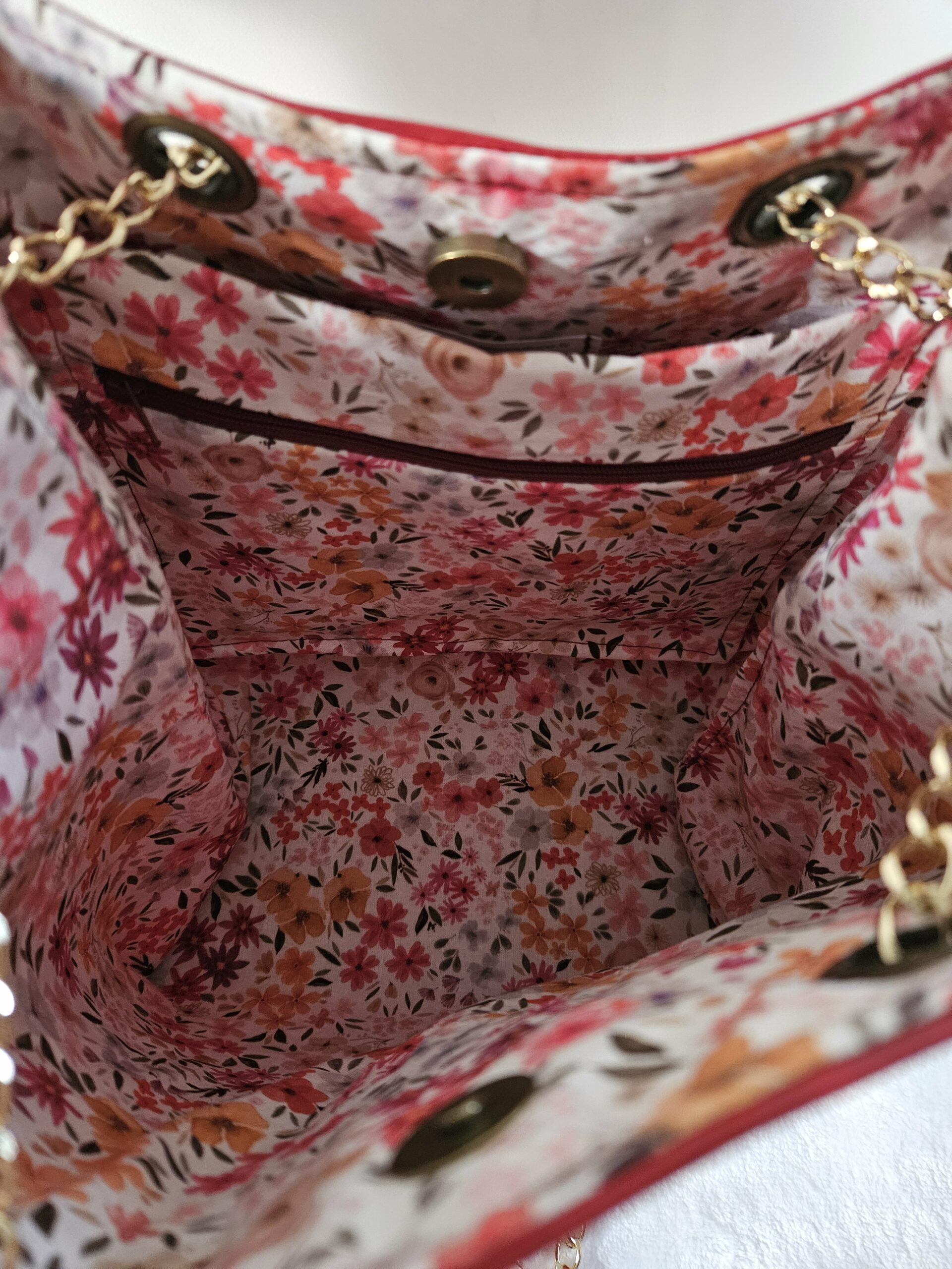 Sac Nomad simili-cuir rouge doublé coton – Image 2