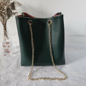 Sac Nomad simili-cuir vert épais doublé coton