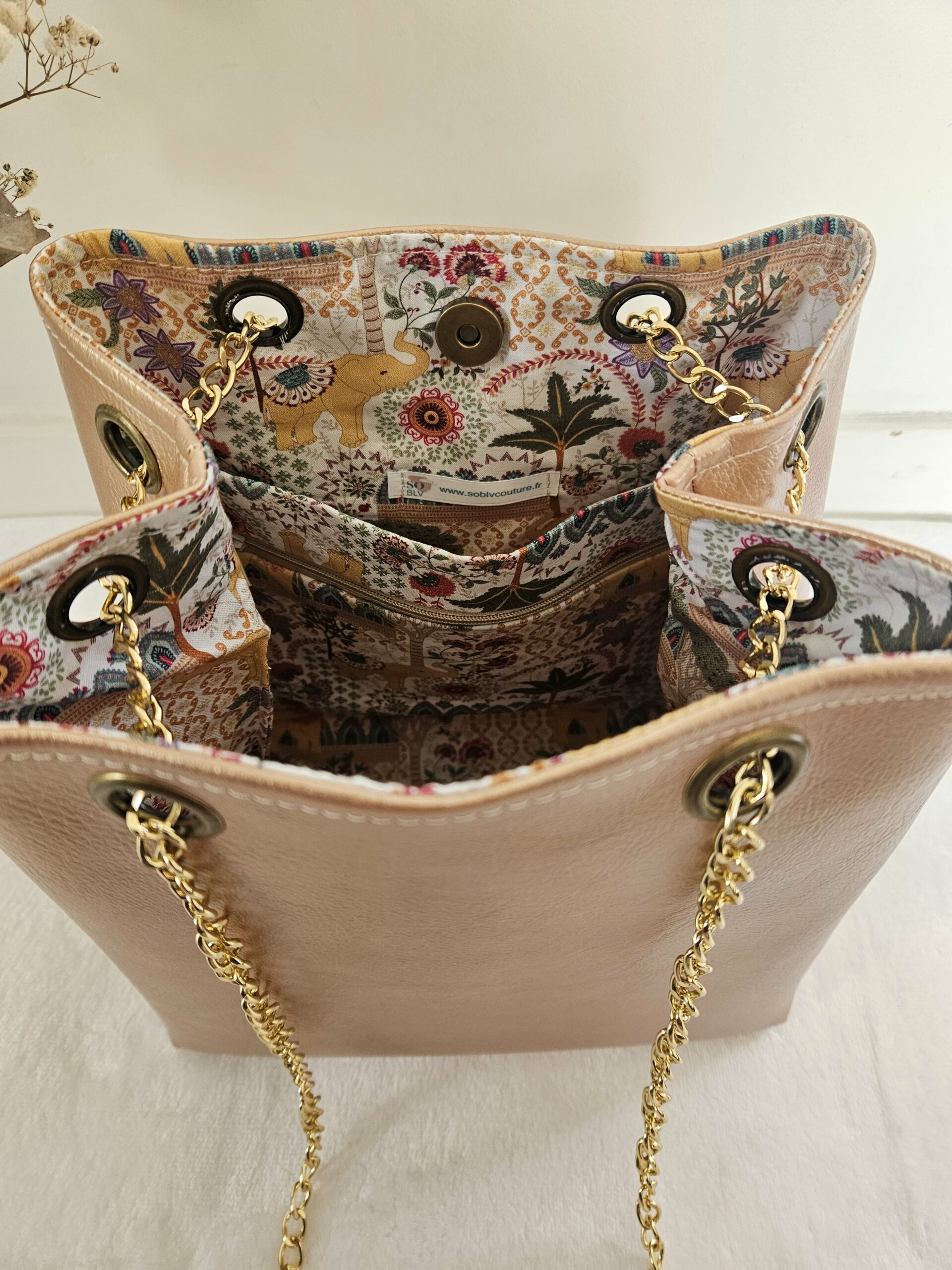 Sac Nomad simili-cuir gold doublé coton – Image 2