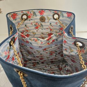 Sac Nomad simili-cuir bleu touché daim doublé coton