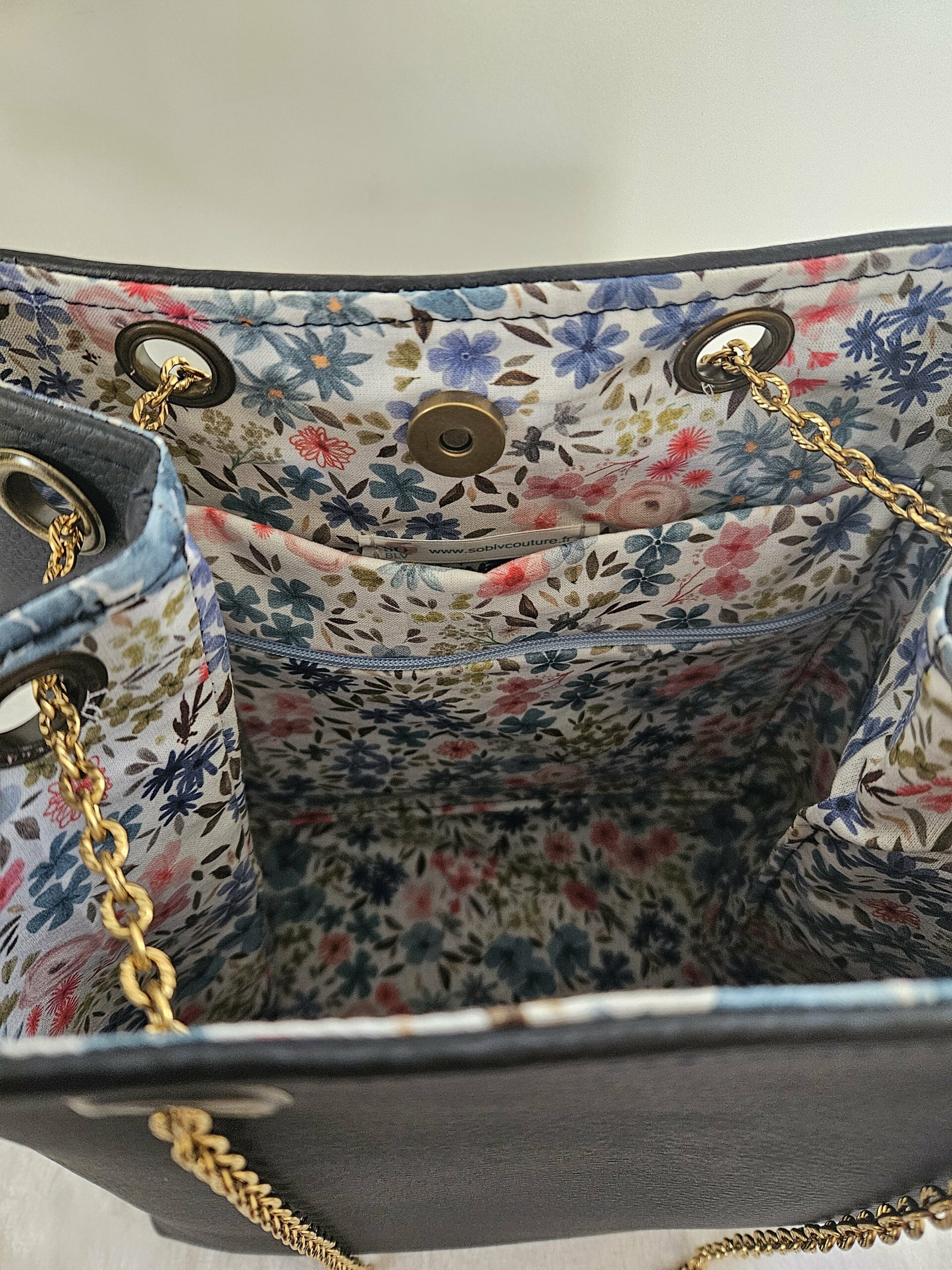 Sac Nomad simili-cuir bleu marine épais doublé coton – Image 2