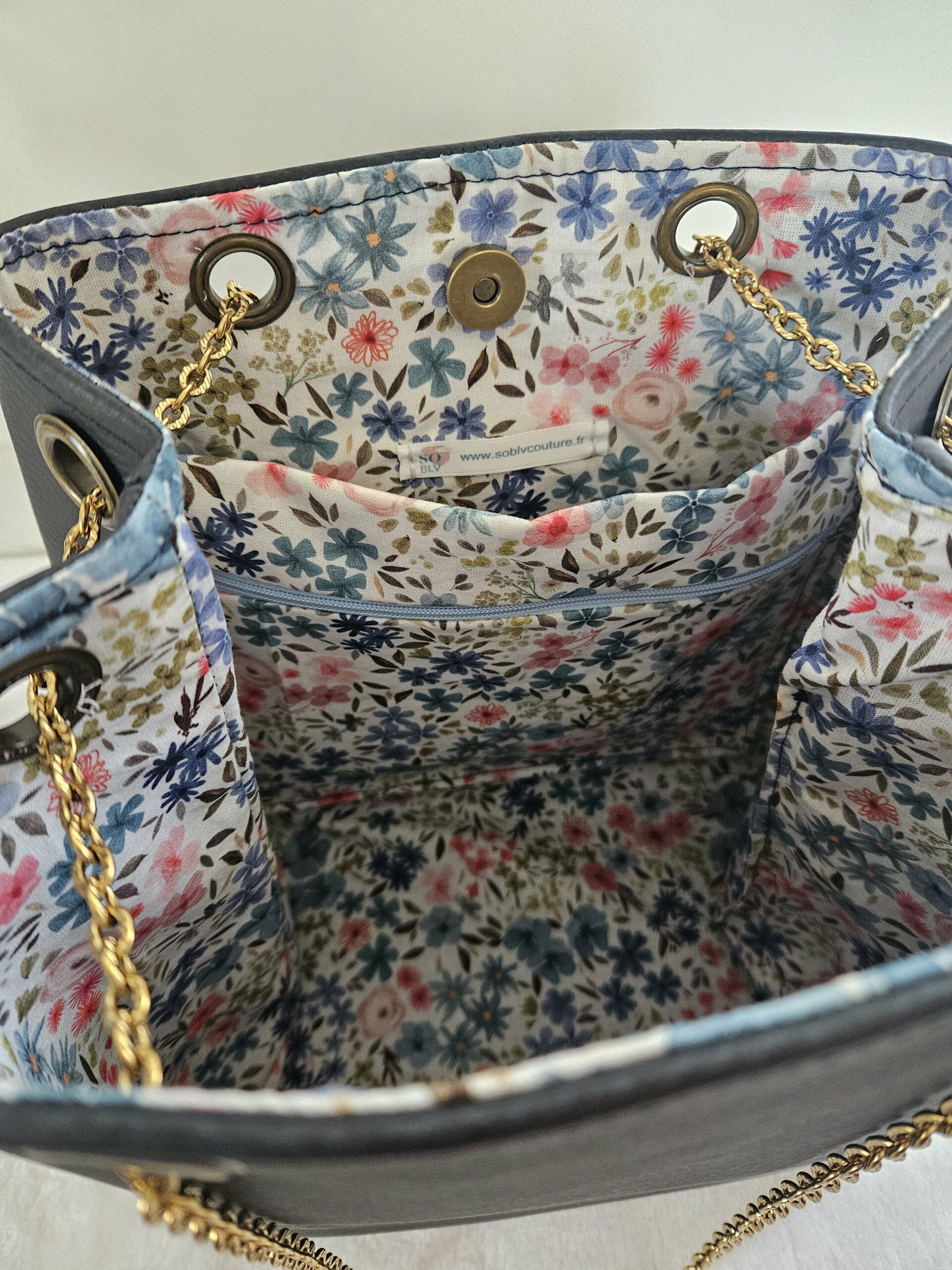 Sac Nomad simili-cuir bleu marine épais doublé coton – Image 3