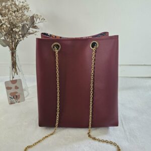 Sac Nomad simili-cuir bordeaux doublé coton