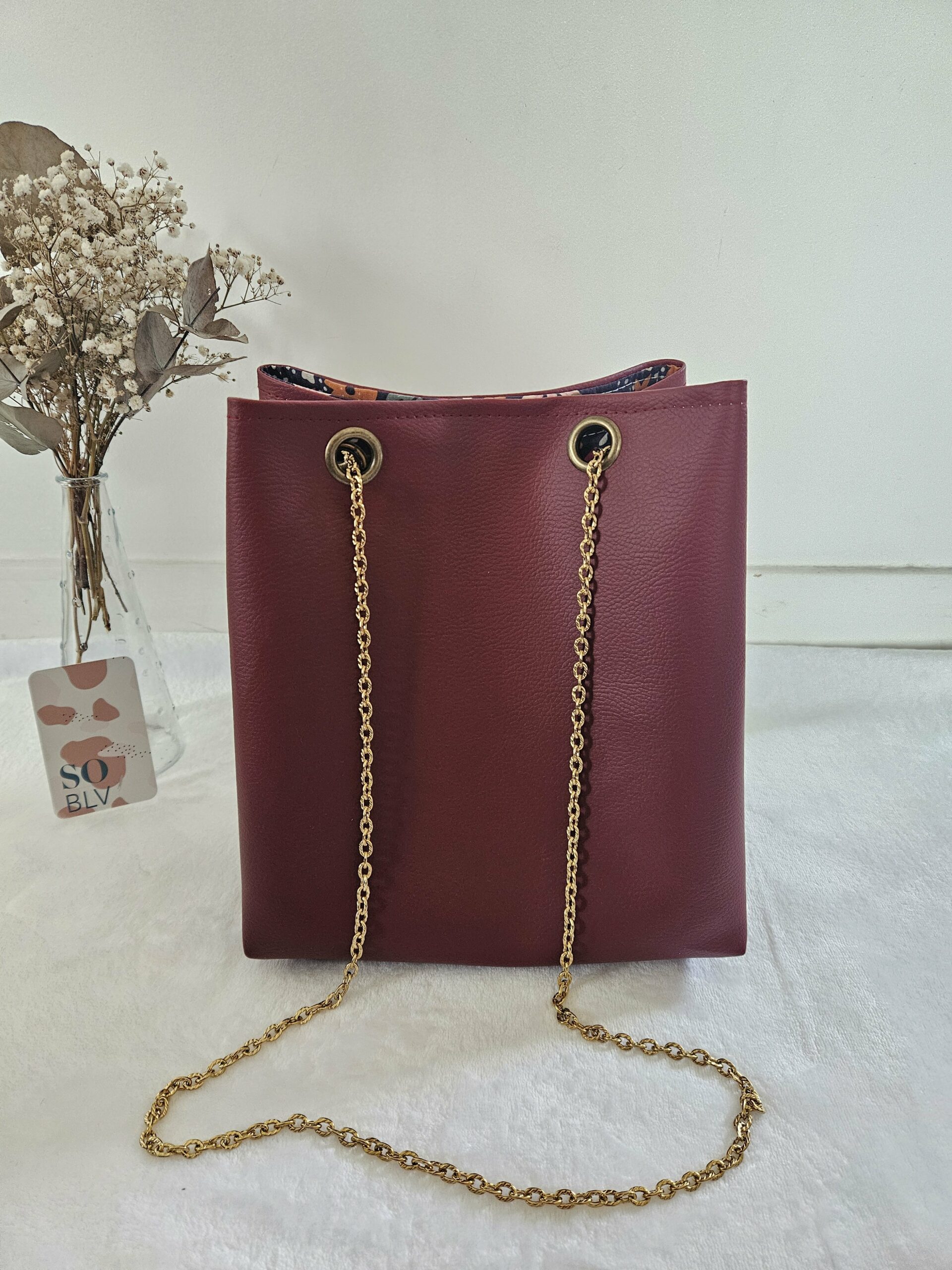 Sac Nomad simili-cuir bordeaux doublé coton
