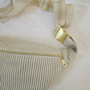 Sac Banane velours côtelé beige intérieur coton imprimé fleuri fond écru