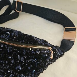 Sac Banane à sequins marines intérieur coton indien marine et noir