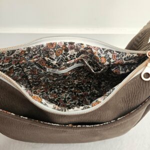 Sac Diane en simili-cuir taupe touché daim intérieur coton