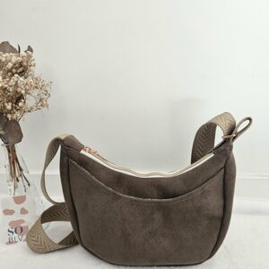 Sac Diane en simili-cuir taupe touché daim intérieur coton