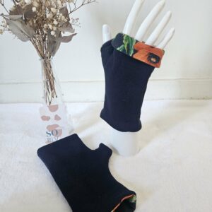 Mitaines en maille bleues marines réversibles