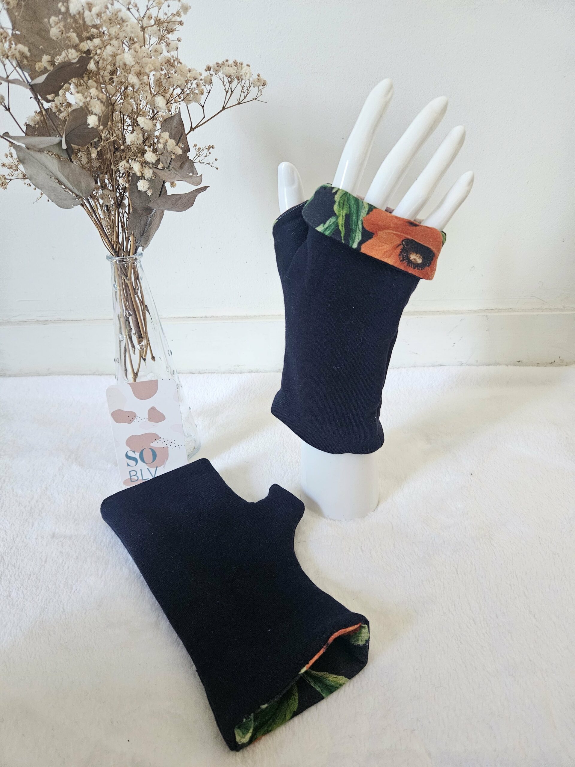 Mitaines en maille bleues marines réversibles – Image 3