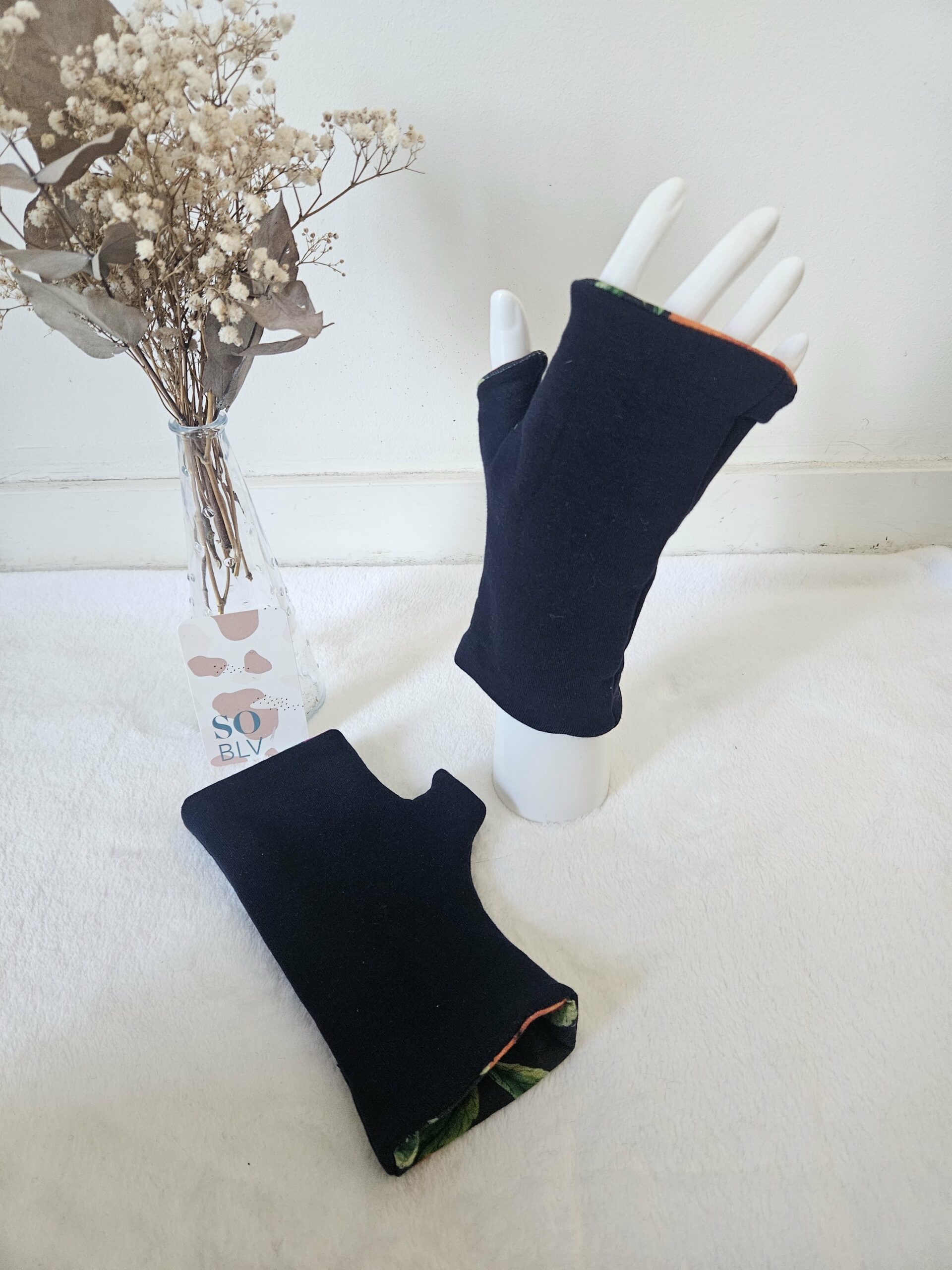 Mitaines en maille bleues marines réversibles – Image 2