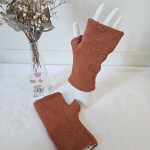 Mitaines réversibles en maille sweat terracotta