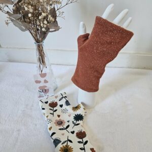 Mitaines réversibles en maille sweat terracotta