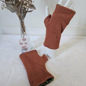 Mitaines réversibles en maille sweat terracotta