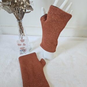 Mitaines réversibles en maille sweat terracotta