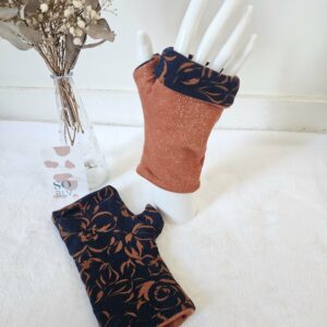 Mitaines réversibles en maille sweat terracotta