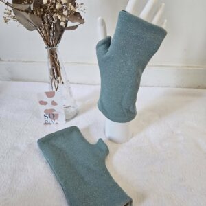 Mitaines réversibles en maille sweat vert d’eau