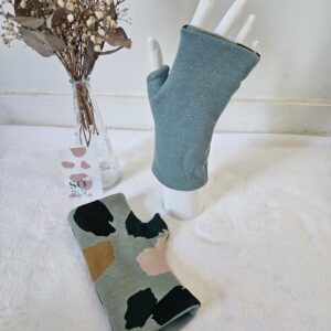 Mitaines réversibles en maille sweat vert d’eau