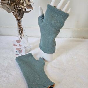 Mitaines réversibles en maille sweat vert d’eau