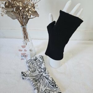 Mitaines réversibles en maille noire
