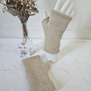 Mitaines réversibles en maille beige