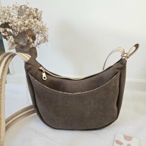 Sac Diane en simili-cuir taupe touché daim intérieur coton