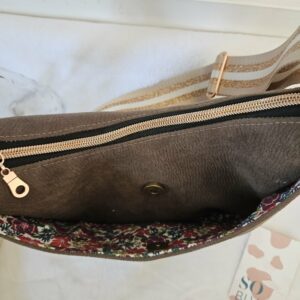 Sac Diane en simili-cuir taupe touché daim intérieur coton