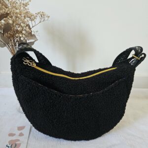 Sac Diane en Teddy peluche noir intérieur coton