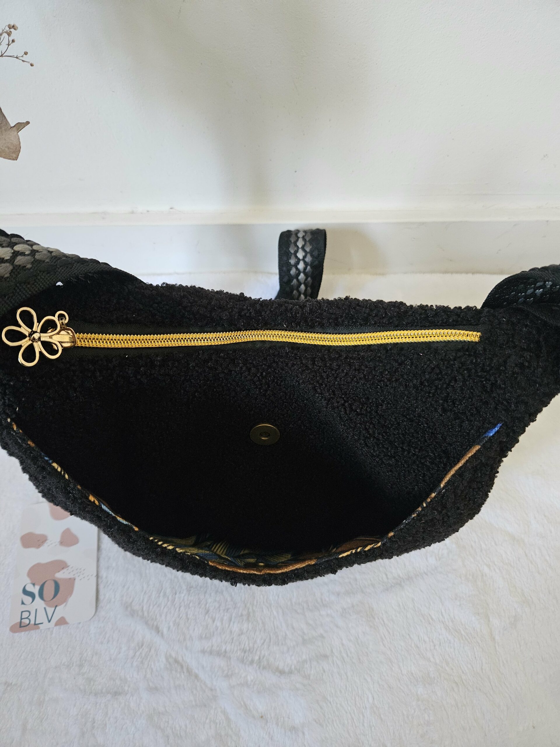 Sac Diane en Teddy peluche noir intérieur coton – Image 3