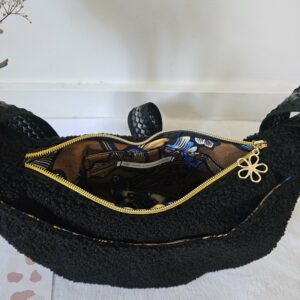 Sac Diane en Teddy peluche noir intérieur coton