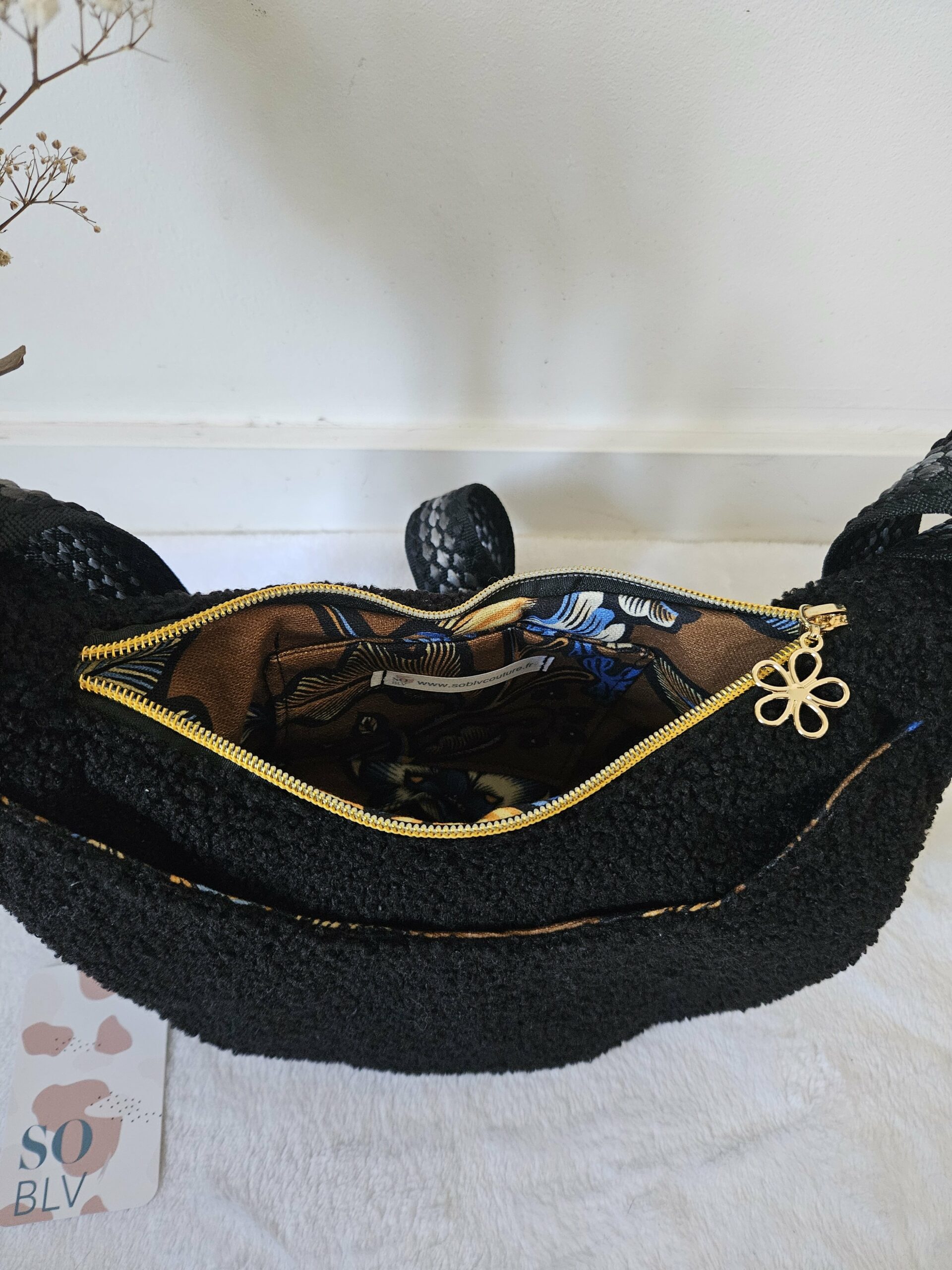 Sac Diane en Teddy peluche noir intérieur coton – Image 2