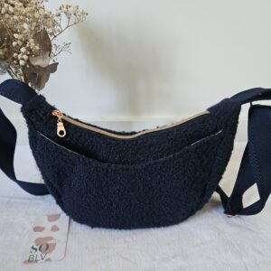 Sac Diane en Teddy peluche marine intérieur coton fleuri marinière