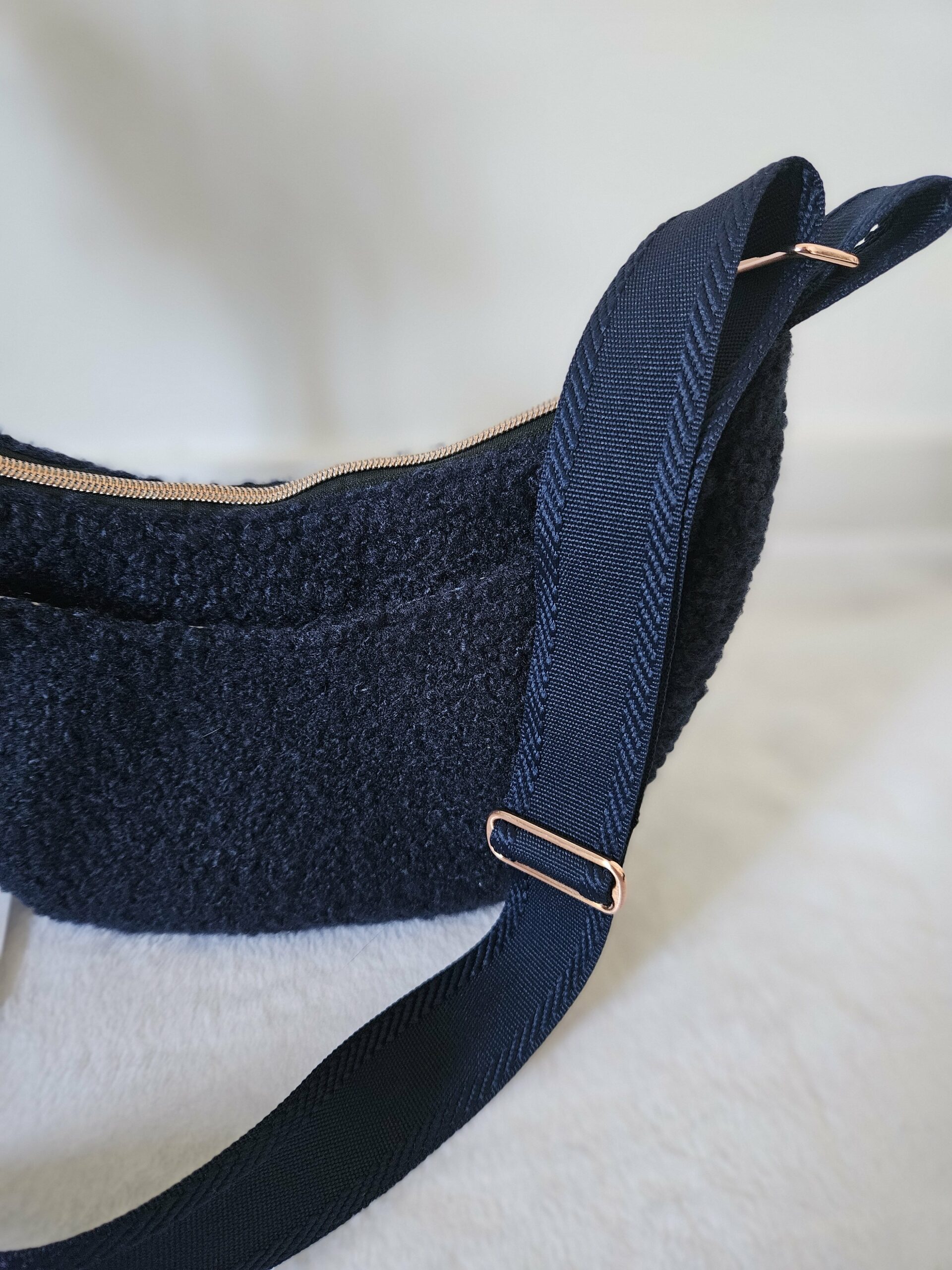 Sac Diane en Teddy peluche marine intérieur coton fleuri marinière – Image 4
